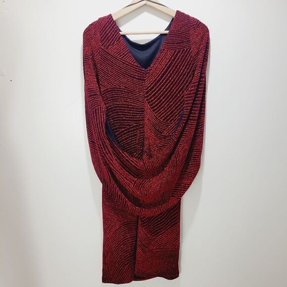 SL NY Red Sparkle Drape Dress - Picture 12 of 16